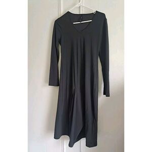 Porto San Francisco Dress Women Small Gray Lagenlook Flare Midi ITALIAN FABRIC